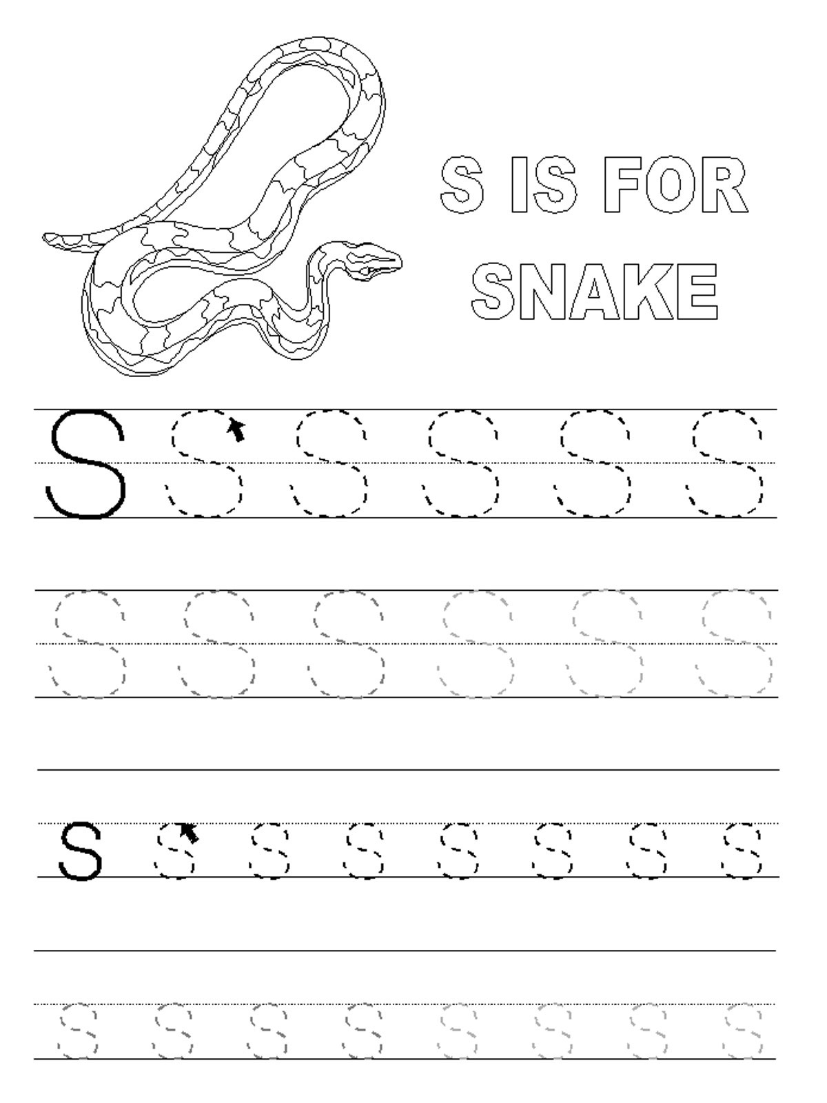 free printable tracing letter s