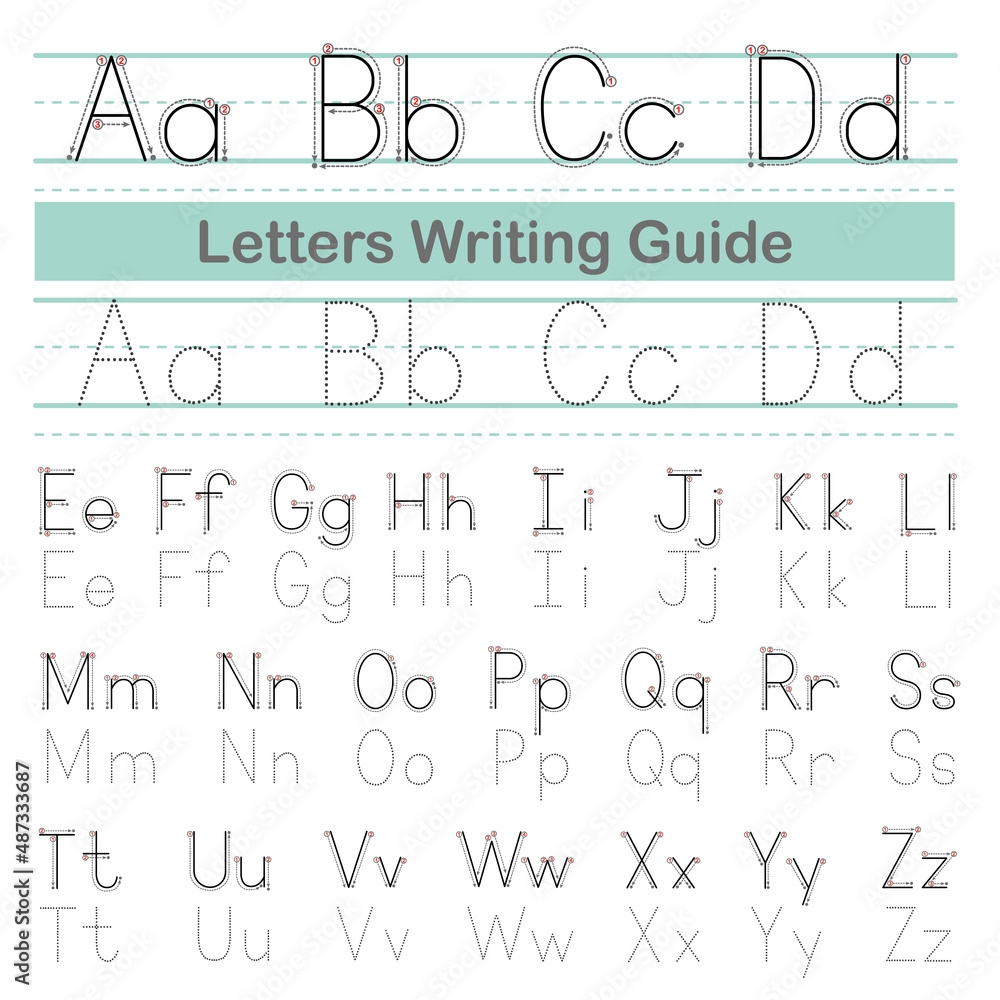 Letter Writing Guide Tracing Letters Uppercase And Lowercase Letter 