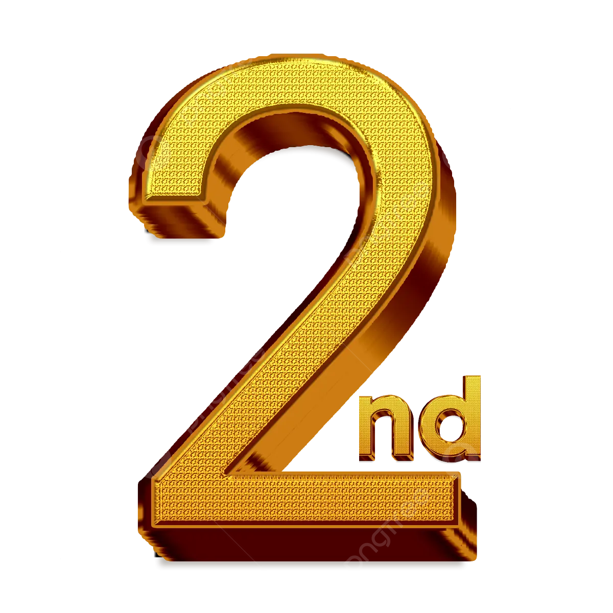 Light Golden Shiny 2nd Number Vector Shiny 3d Number 2nd Second 