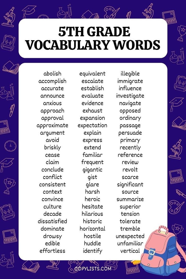 List Of 5th Grade Vocabulary Words Artofit