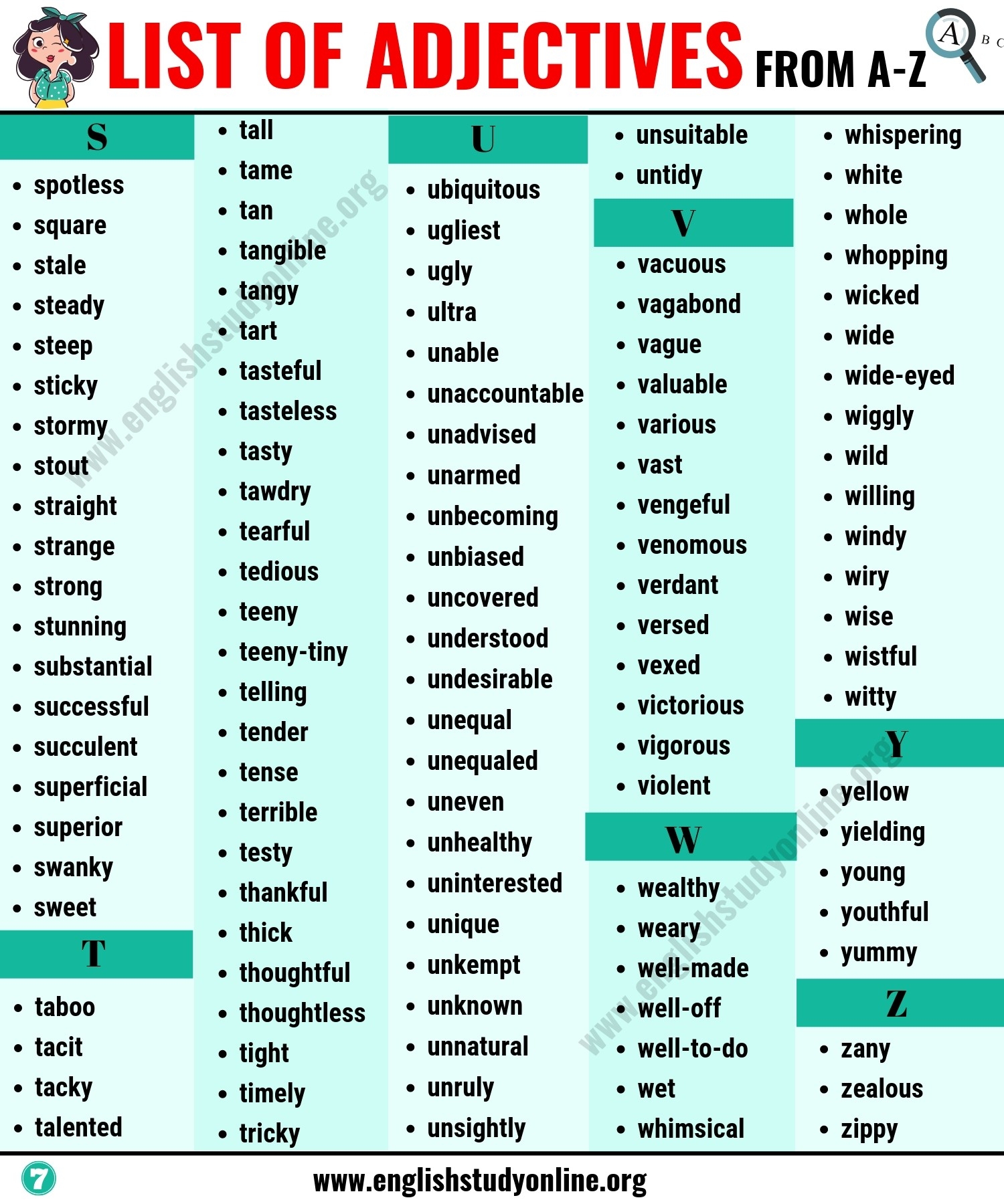 List Of Adjectives 1000 Adjectives From A To Z For ESL Learners 