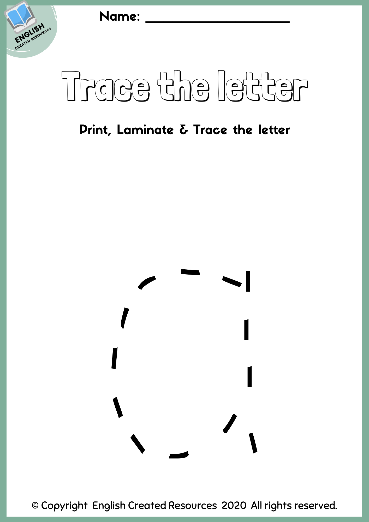lowercase letter a tracing