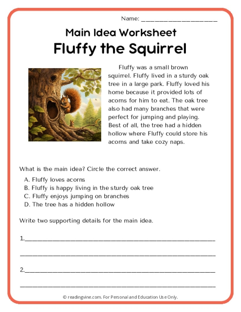 Main Idea Worksheets Ereading Worksheets Worksheets Library