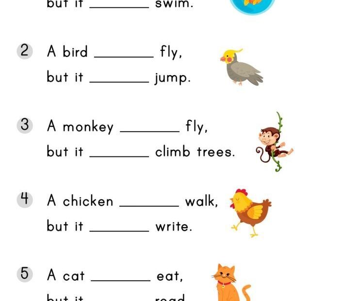MamaLovePrint Grade 1 English Worksheets Basic Grammar Can Cannot