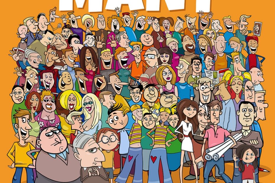 Many Cartoon People Comic Characters Group Vector Image