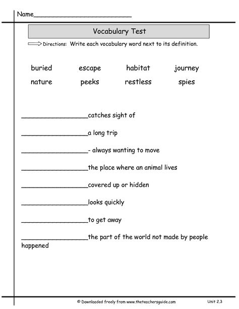 free printable vocabulary worksheets