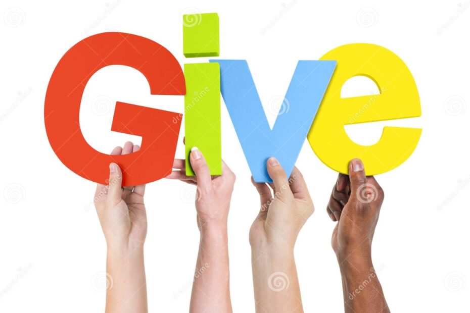 Multi Ethnic Hands Holding The Word Give Stock Photo Image 39119464