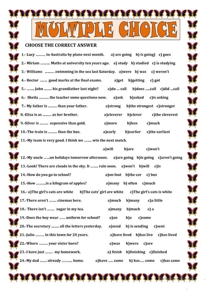 multiple choice answers