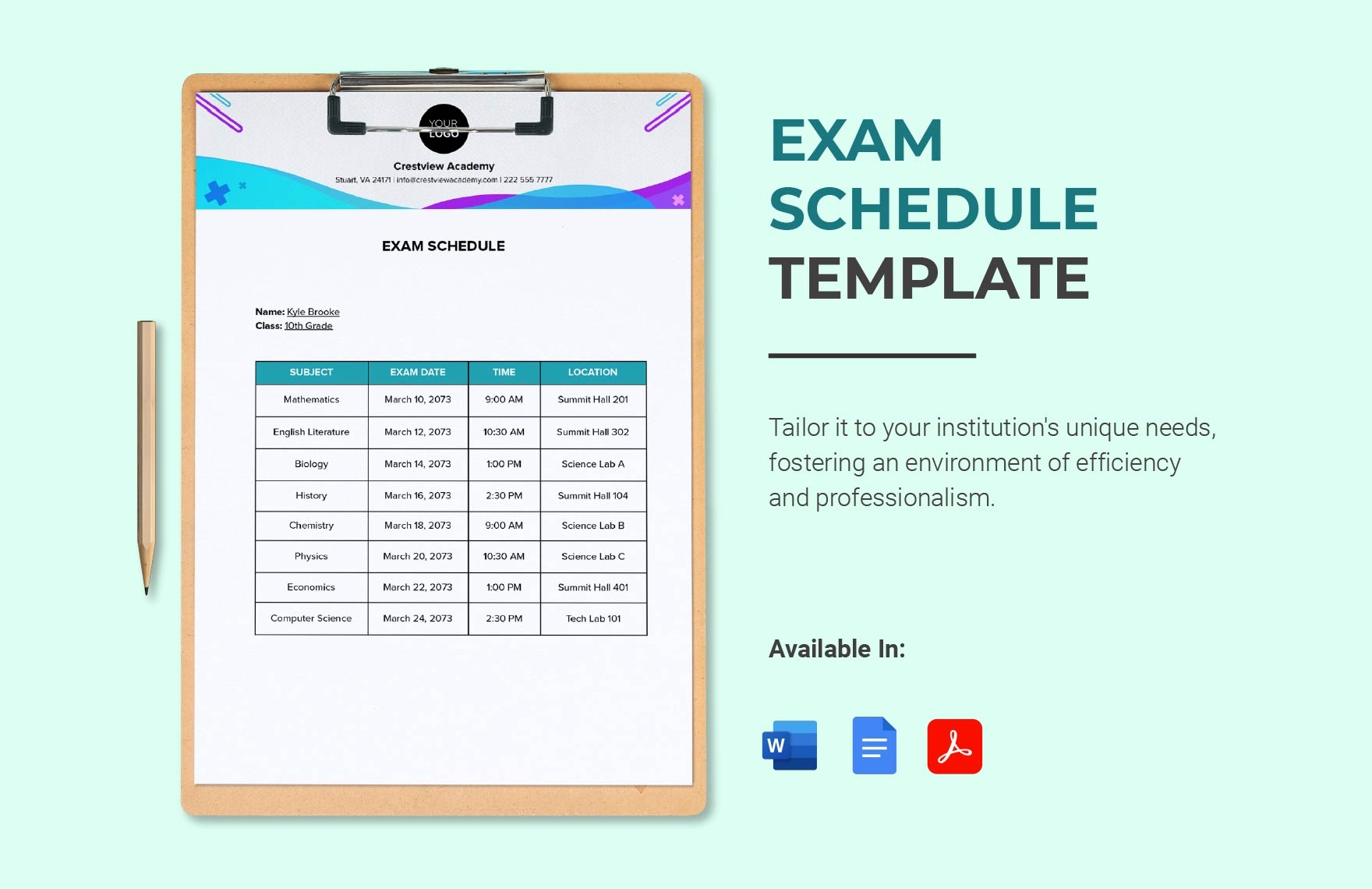Multiple Choice Exam Template In Word PDF Google Docs Download 