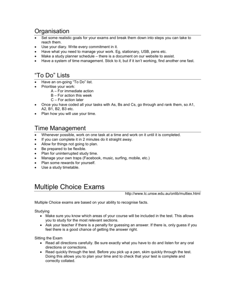 techniques for multiple choice exams