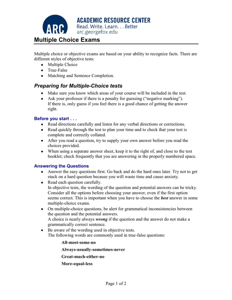 Multiple Choice Exams
