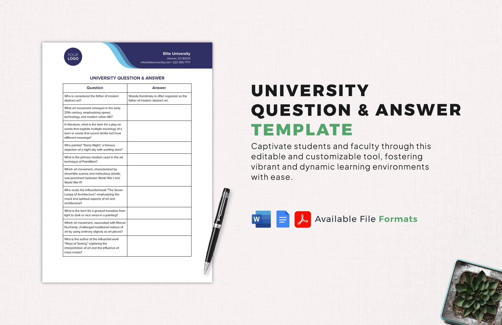 Multiple Choice Question Answer Template In Word PDF Google Docs 