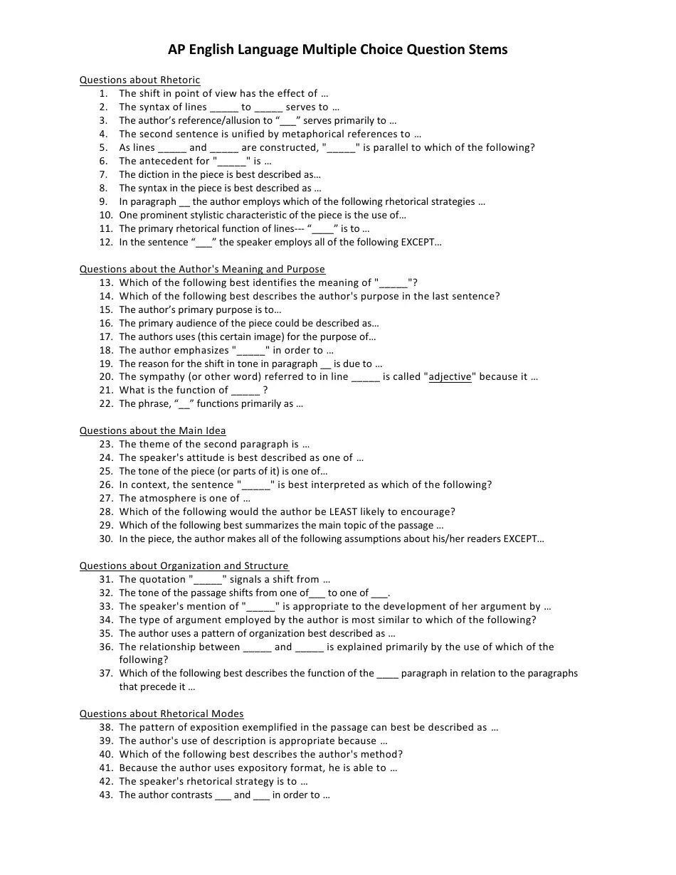 Multiple Choice Question Template