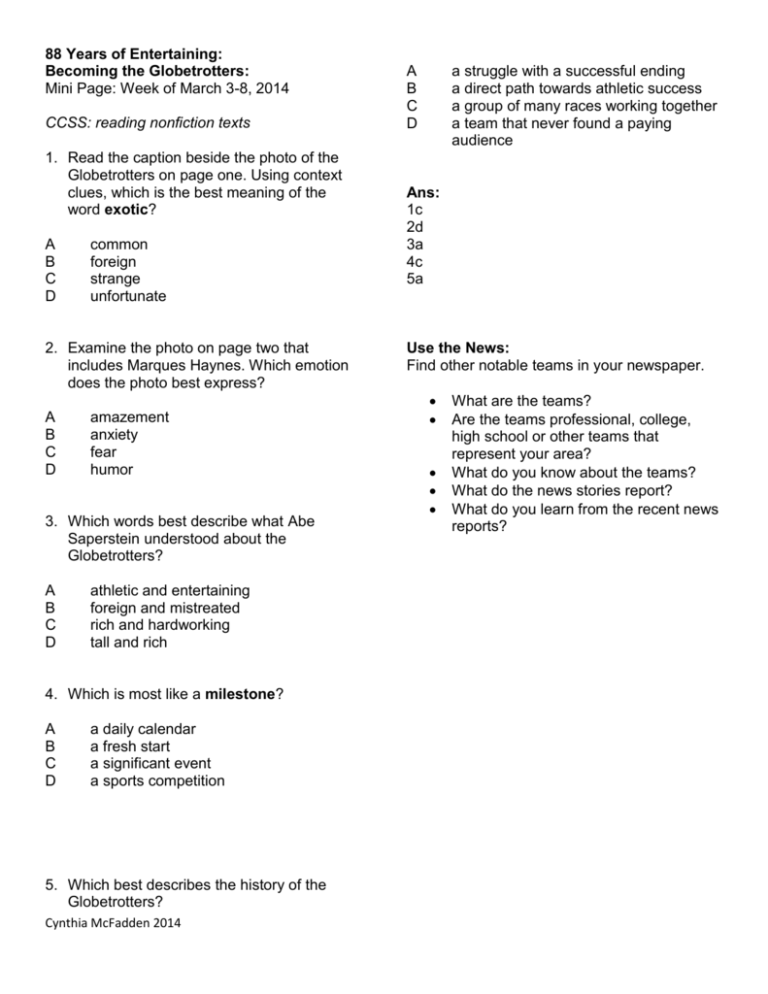 Multiple Choice Questions Answers