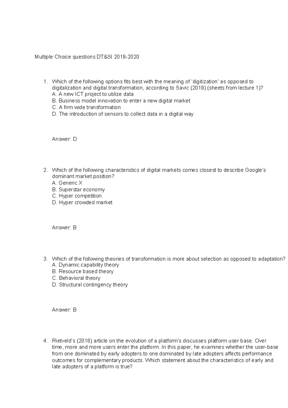Multiple Choice Questions Answers Sample Multiple Choice Que