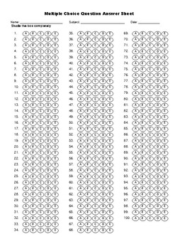 Multiple Choice Questions Bubble Answer Sheet Template By Dental 