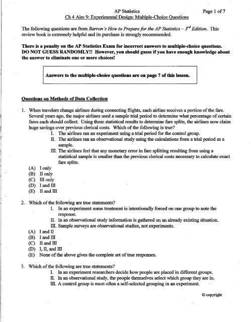 multiple choice questions sample