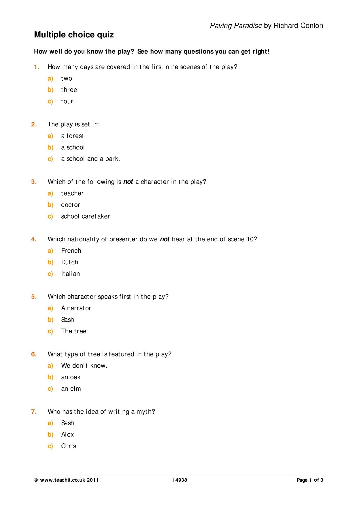 multi choice quiz questions and answers
