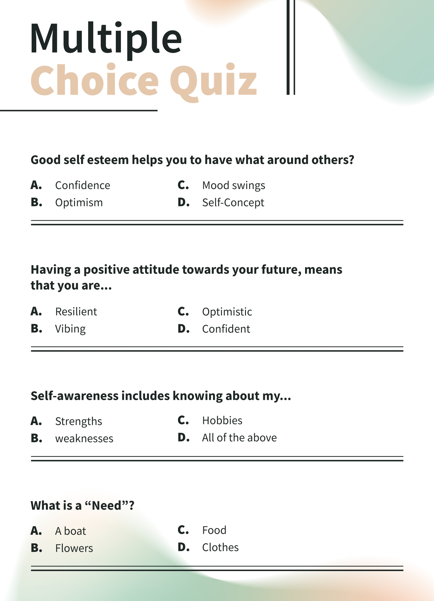 Multiple Choice Quiz Template Download This Free Printable 57 OFF
