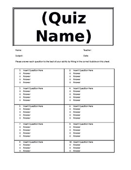 multiple choice test template