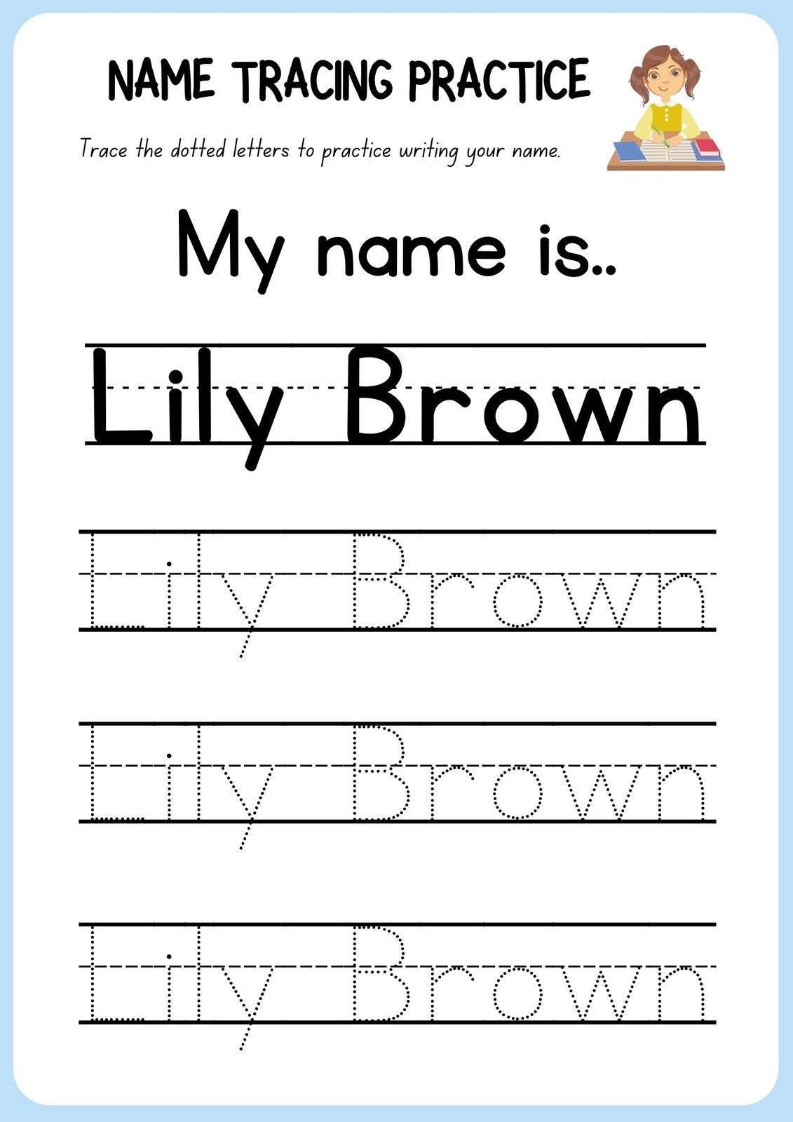 Name Tracing Generator With Lines Name Tracing Printable