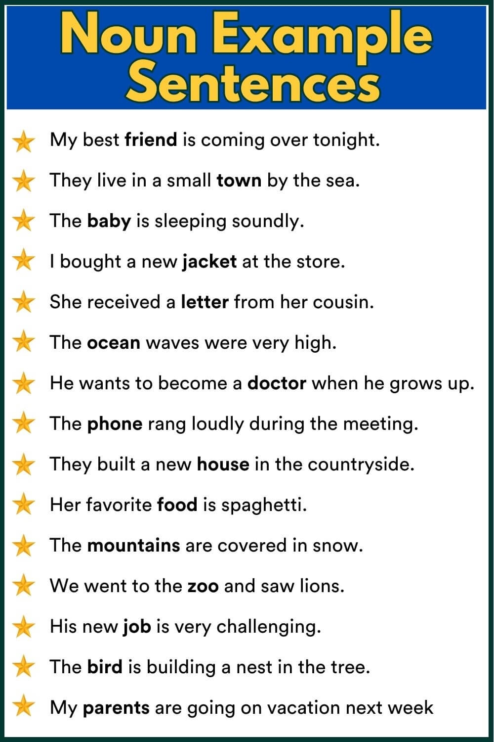 Noun Definition And Example Sentence