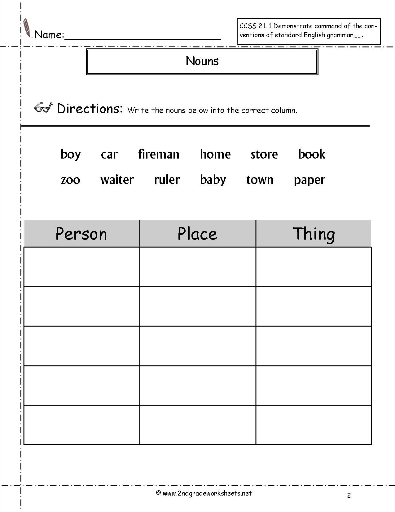 Noun Free Printable Worksheets Printable Worksheets
