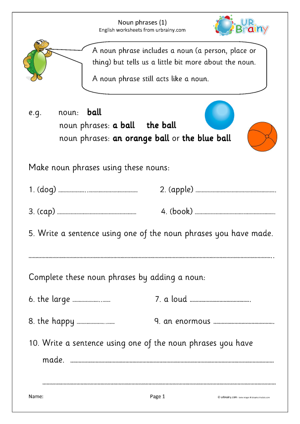 Noun Phrases Worksheet Ks1 Noun Worksheets