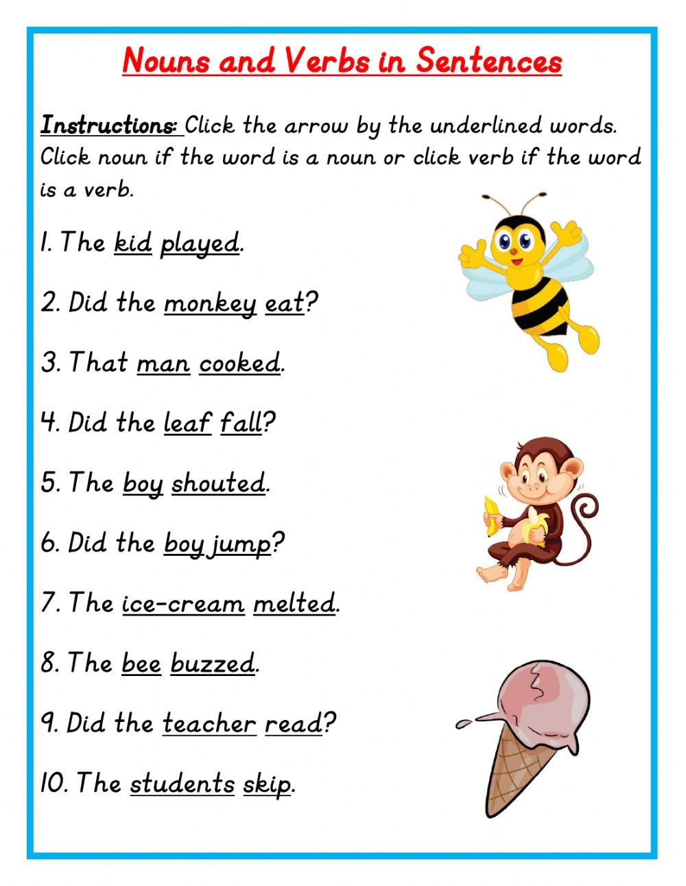 Noun Sentences Worksheets WorksheetsCity