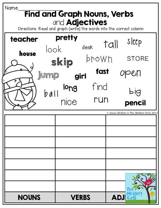 Noun Verb Adjective Worksheets
