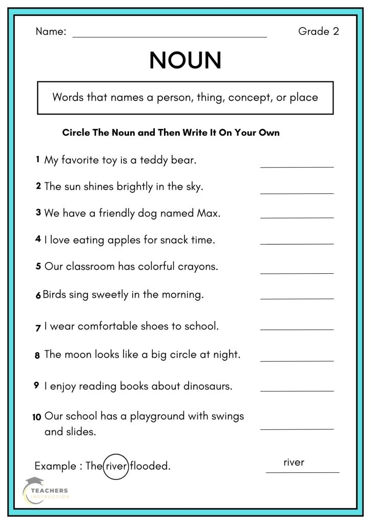 Noun Worksheet For Class 2