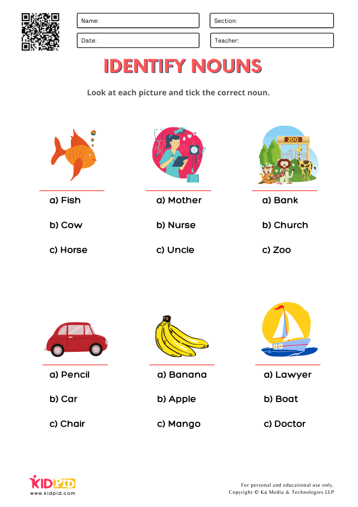 nouns worksheet