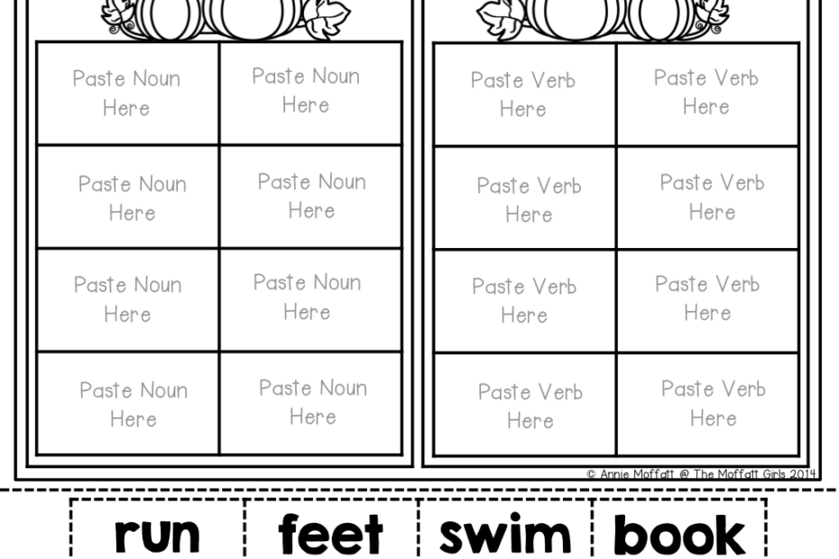 Nouns And Verbs sorting TONS Of Fun Printables Nouns And Verbs