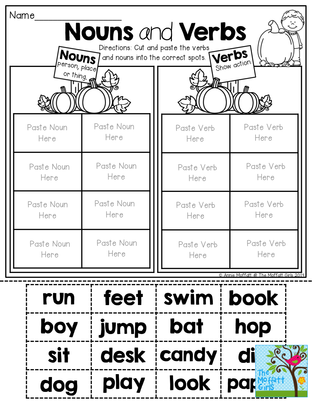 Nouns And Verbs sorting TONS Of Fun Printables Nouns And Verbs 