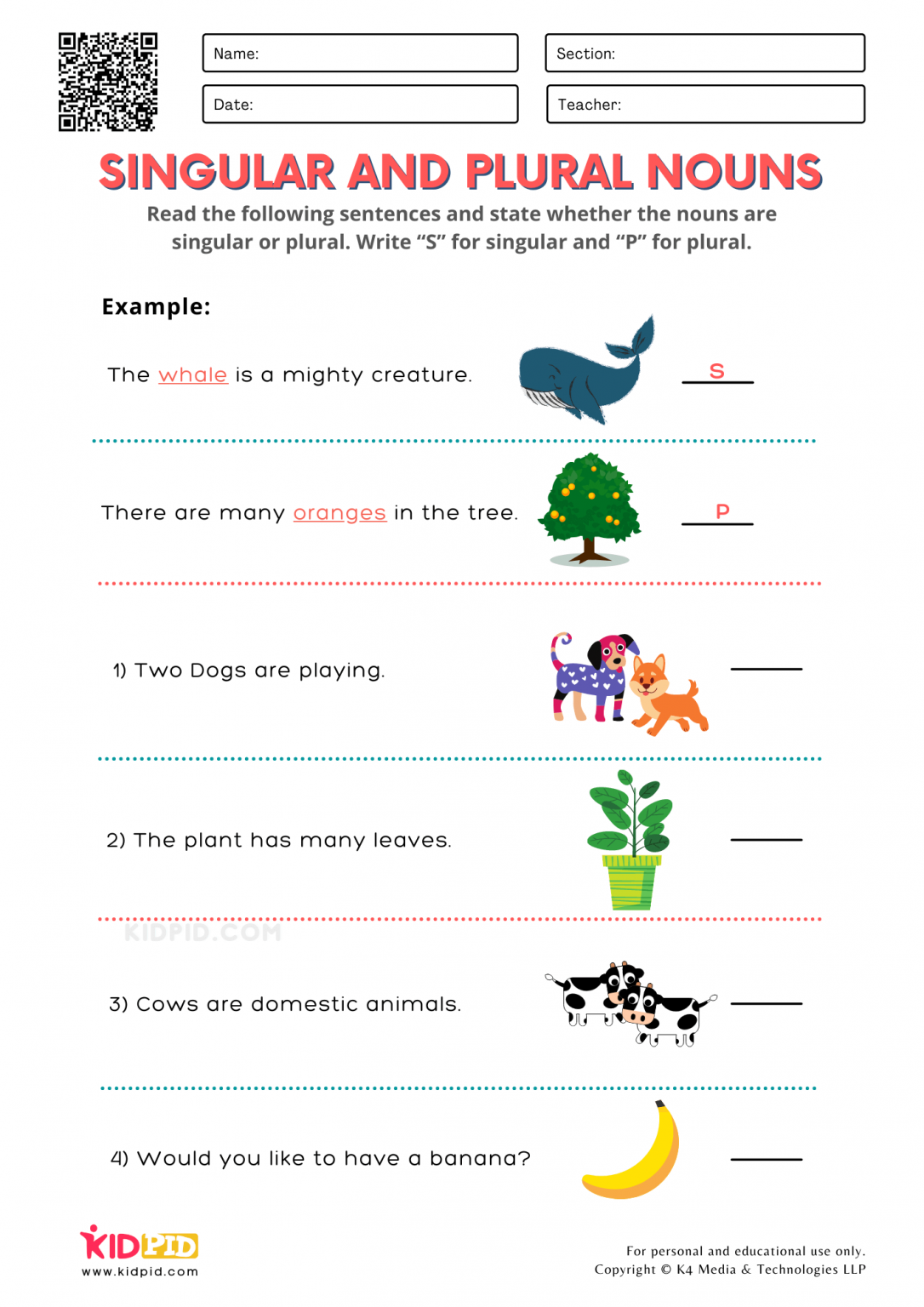 Nouns Singular And Plural Worksheet