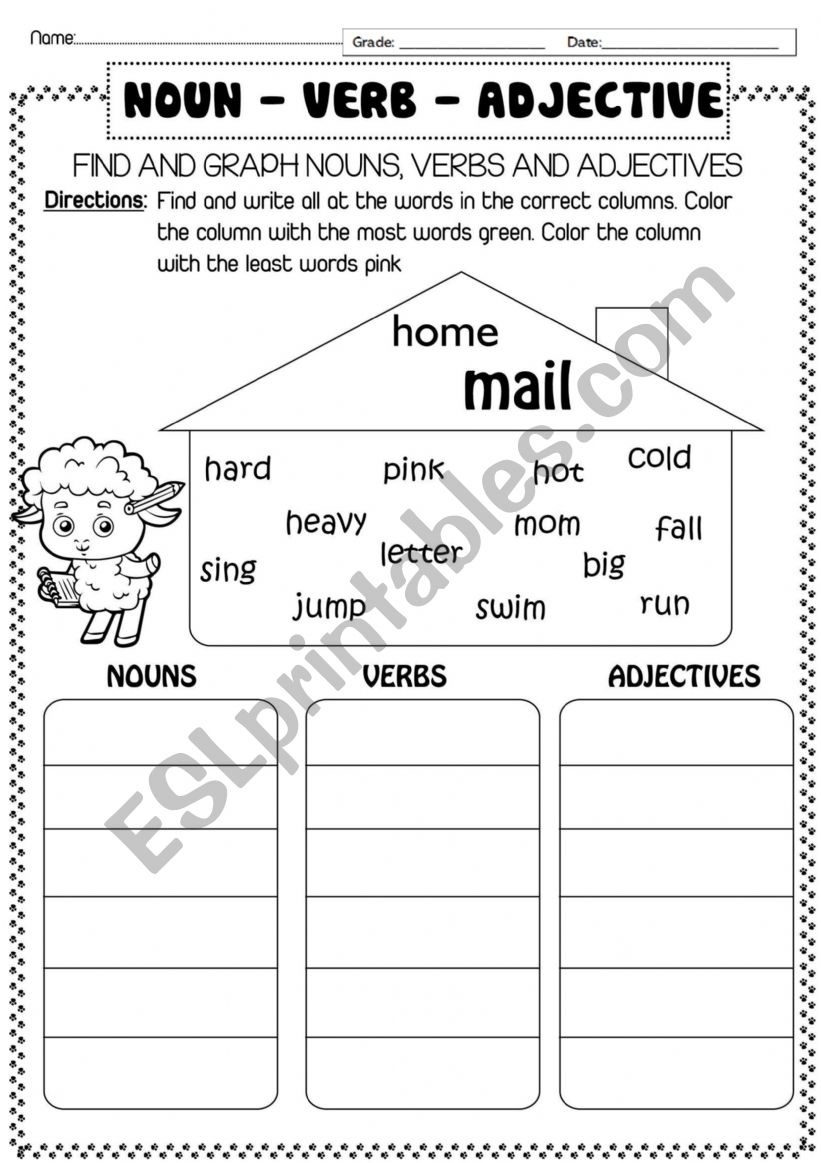 wordwall nouns verbs adjectives
