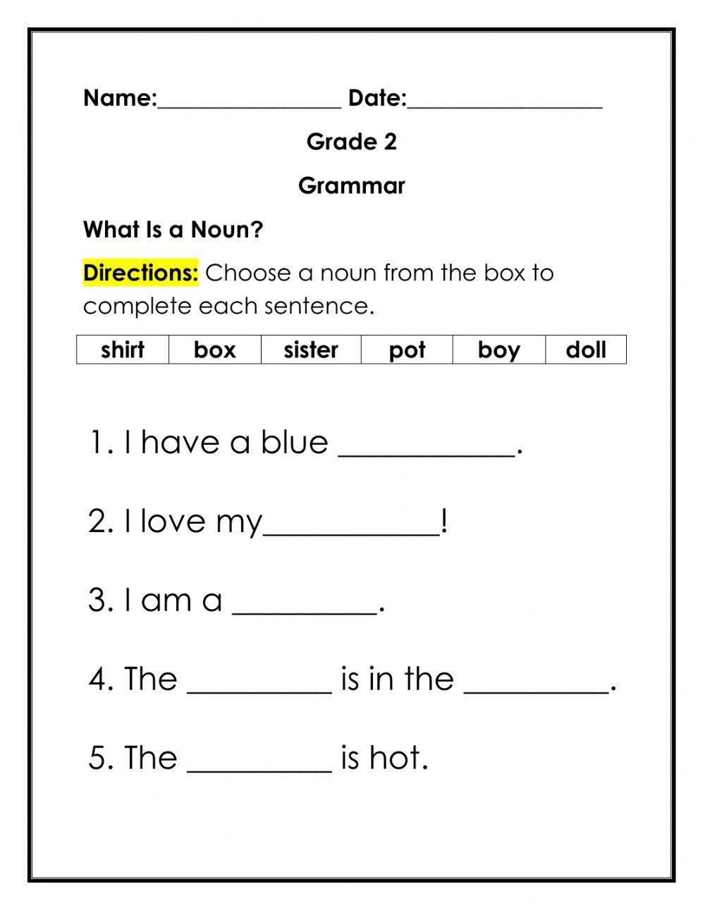 Nouns Worksheet 2 Worksheet Live Worksheets Worksheets Library