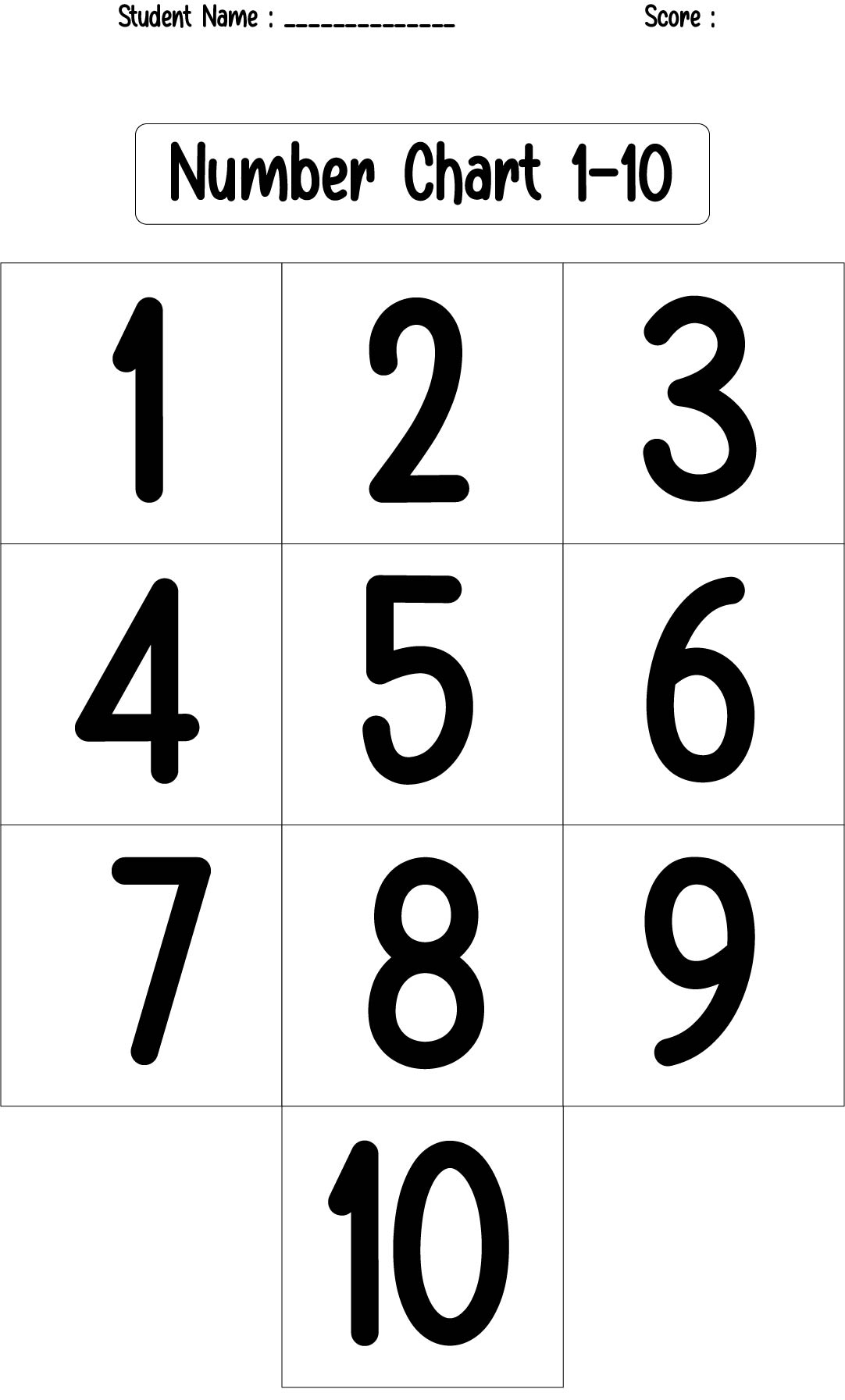 Number 1 10 Worksheets
