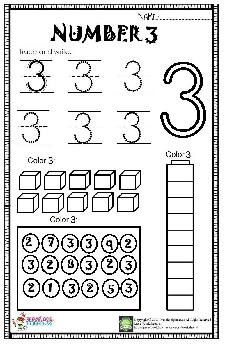 Number 3 Worksheet