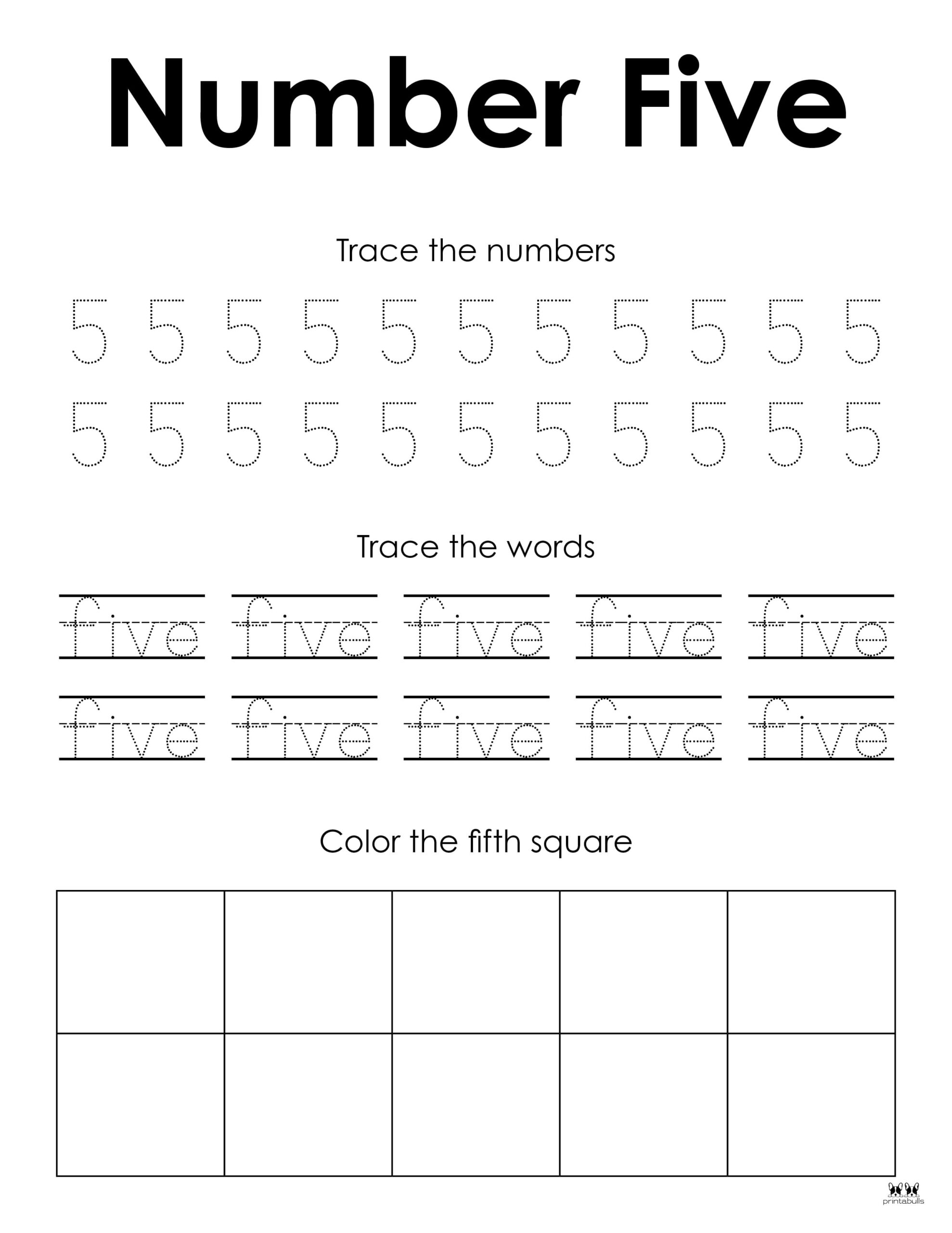 Number 5 Tracing Worksheets 15 FREE Pages Printabulls
