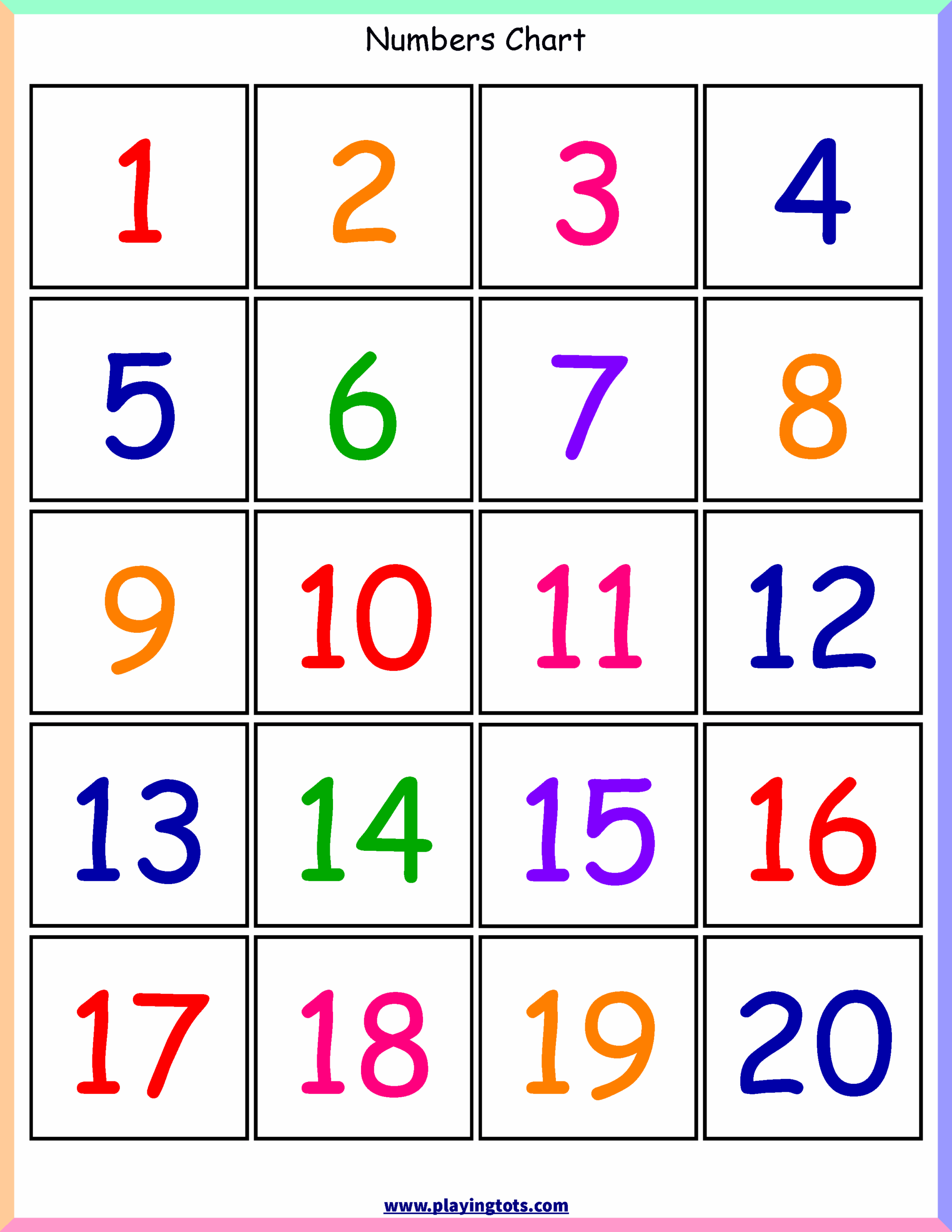 Number Chart 1 20 With Words