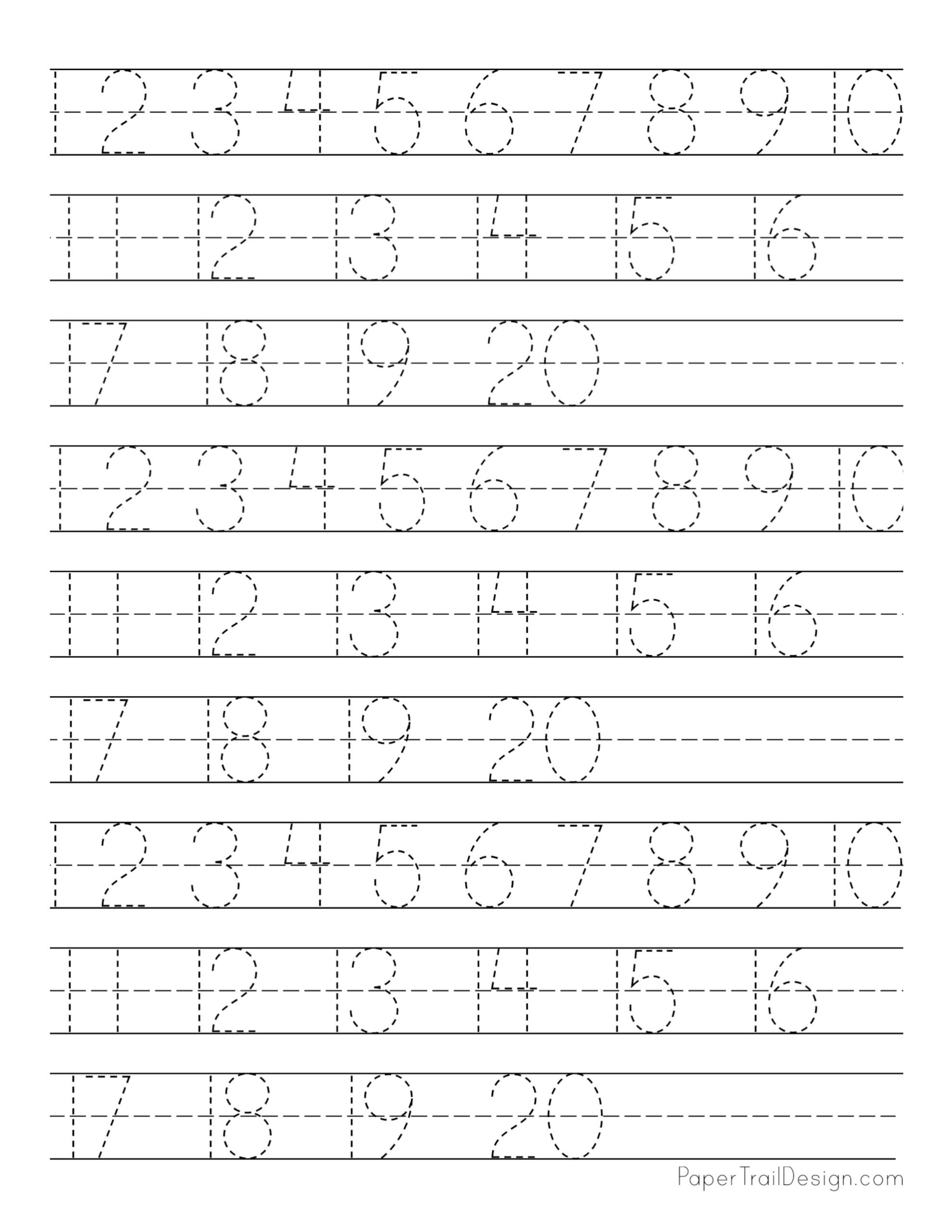 Number Tracing Worksheets 1 20 Pdf Printable Form Templates And Letter