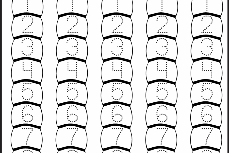 Number Tracing Worksheets For Kindergarten 1 10 Ten Worksheets