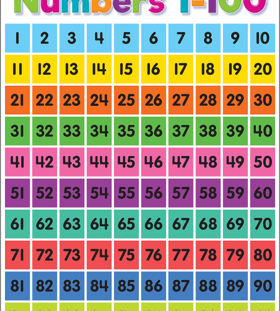 Numbers 1 100 A4 Laminated Colored Chart Educational Chart Kid