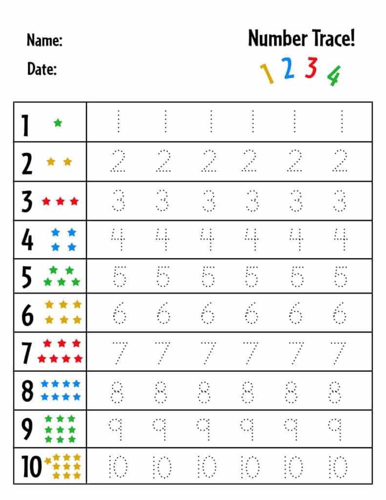 Numbers 1 20 Tracing Worksheets Worksheets Library
