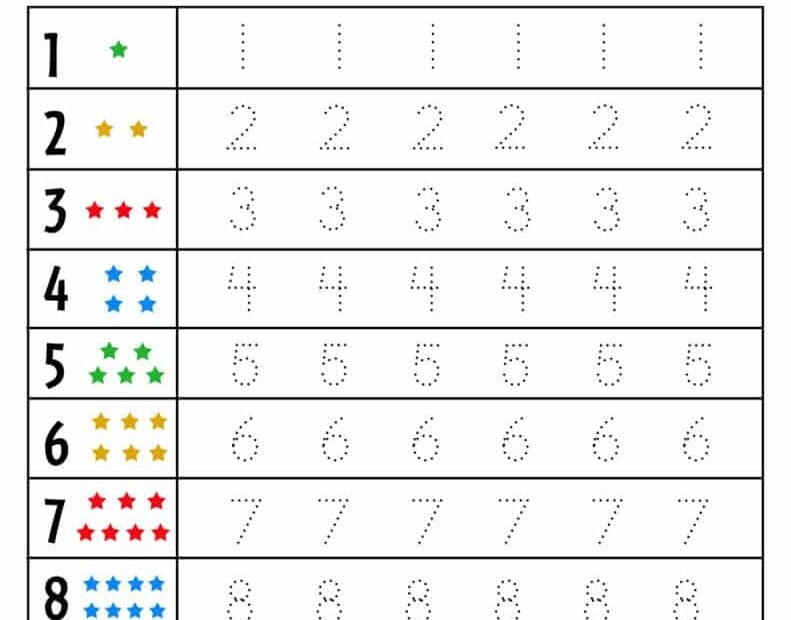 Numbers 1 20 Tracing Worksheets Worksheets Library