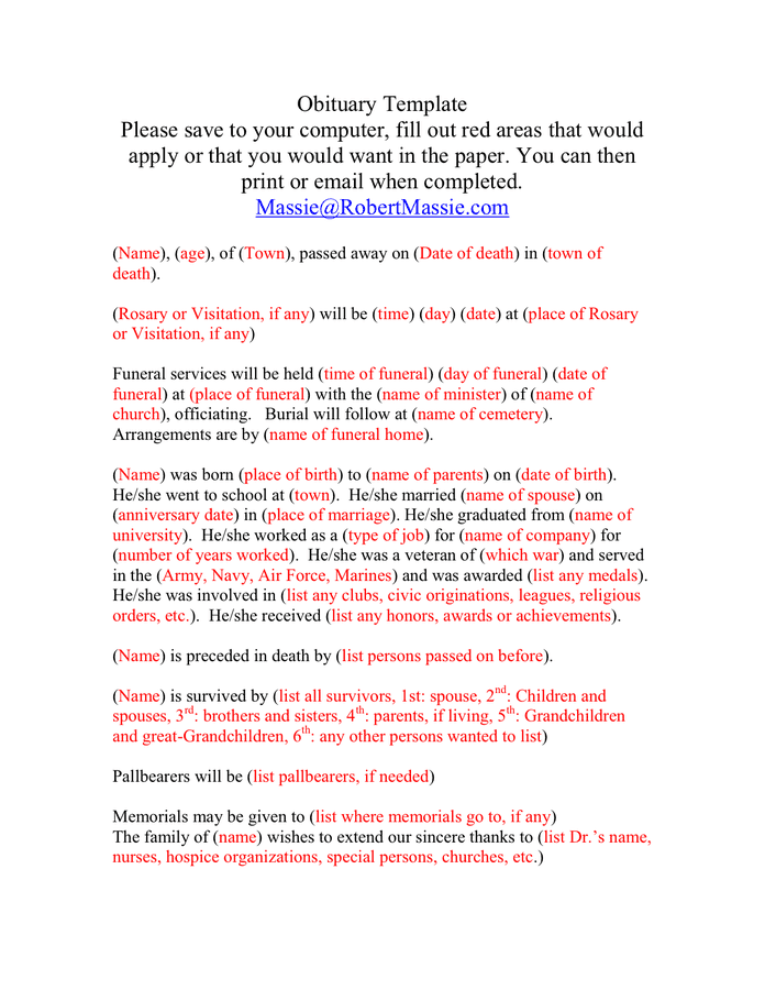 Obituary Template Download Free Documents For PDF Word And Excel