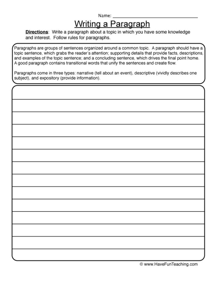 Paragraph Writing Worksheets Grade 3 Writing Worksheets
