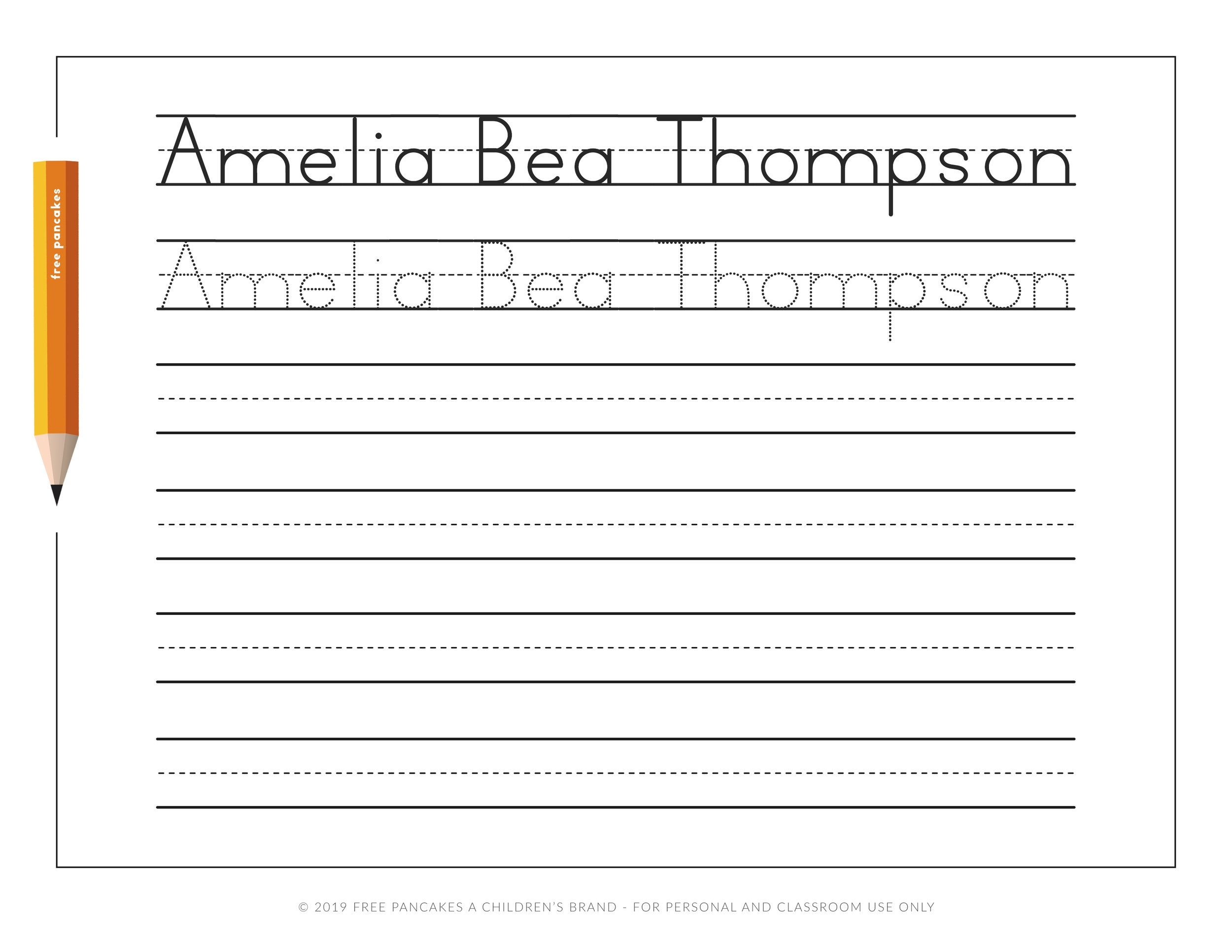 Personalized Name Tracing Worksheets not An Editable Template 