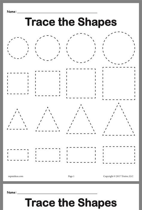 shape tracing worksheets
